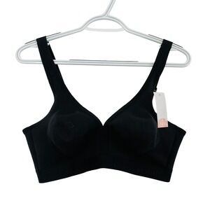 NWT Cacique Cotton Collection Unlined Full Coverage No-Wire Bra Black Lounge 38D